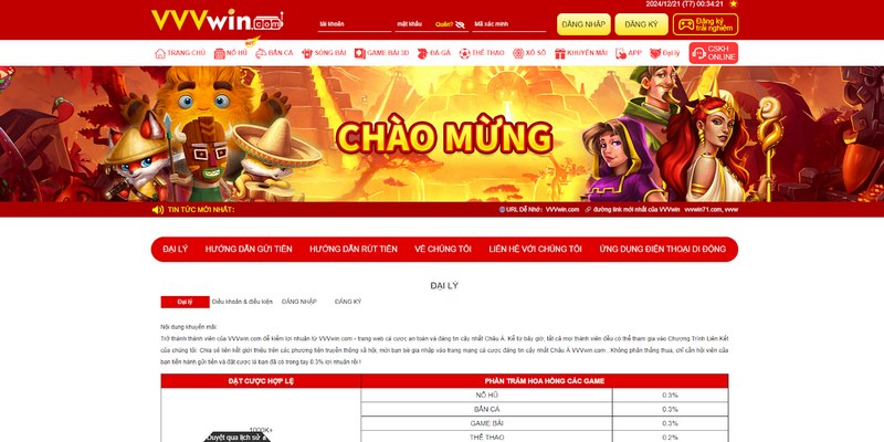 Đại lý VVVWIN đăng ký ngay nhận hoa hồng khủng từ nhà cái